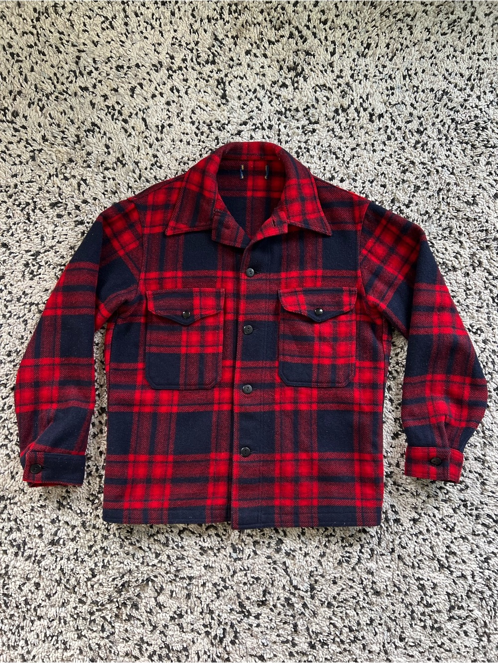 Vintage Pendleton Mackinaw Cruiser Jacket Red Plaid Double Pocket Missing Tag